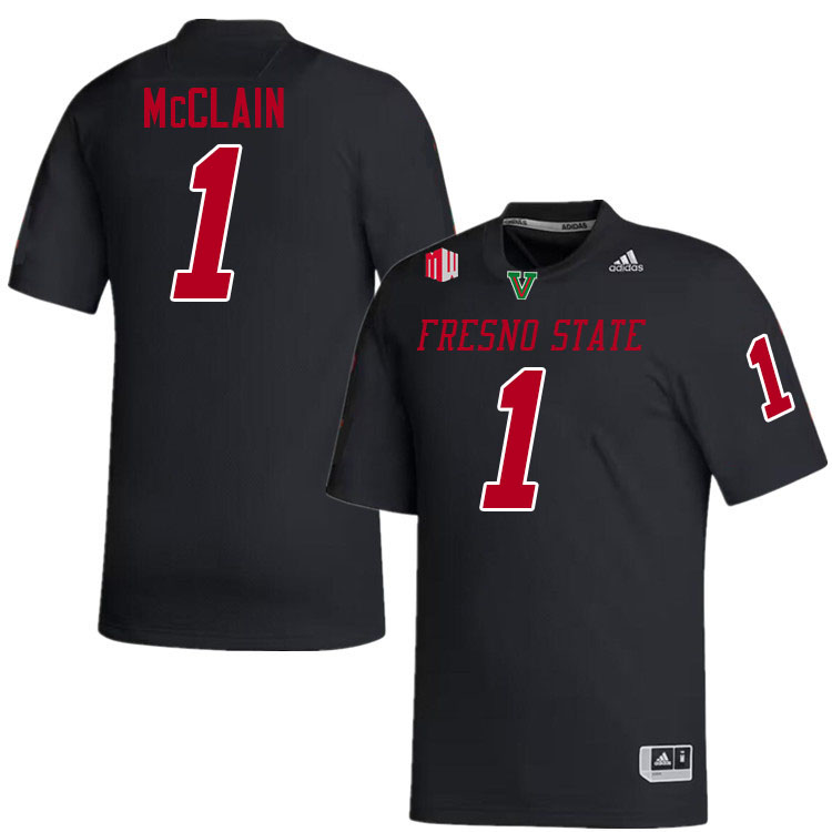 Fresno State Bulldogs #1 Jahlil McClain College Football Jerseys Stitched-Black